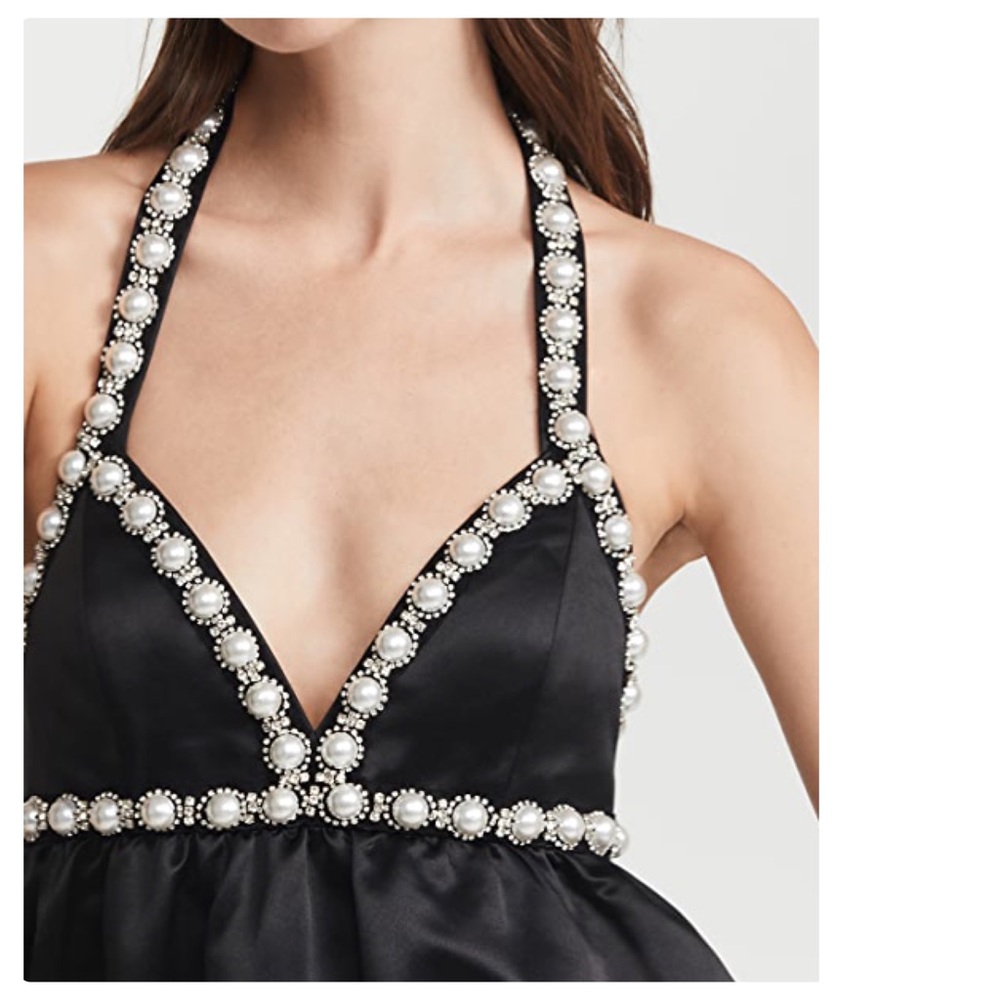 ALICE + OLIVIA Laurena Embellished Tie Neck Mini Dress - Picture 3 of 16